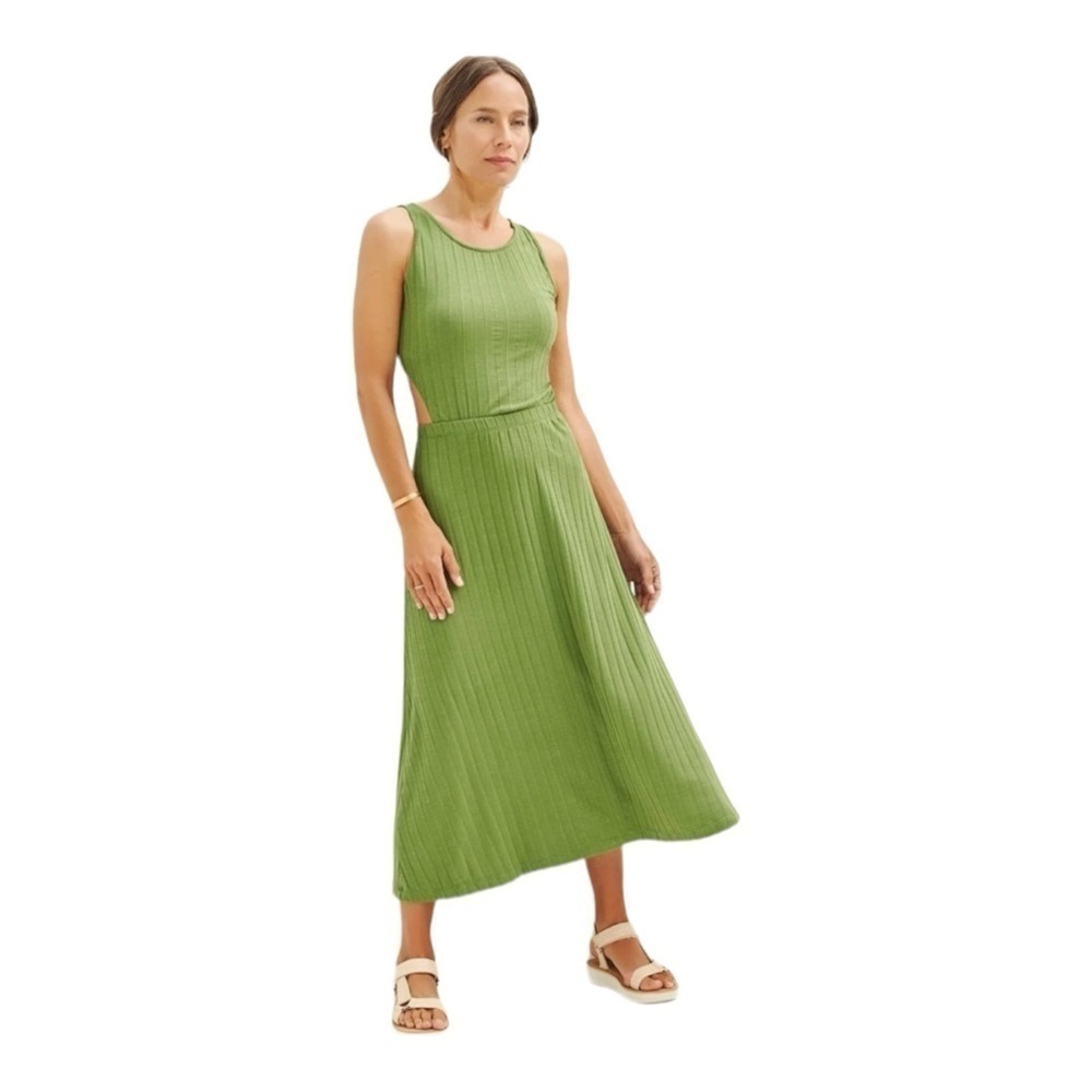 Amour Vert Kelly Ribbed Dress in Pear NWT